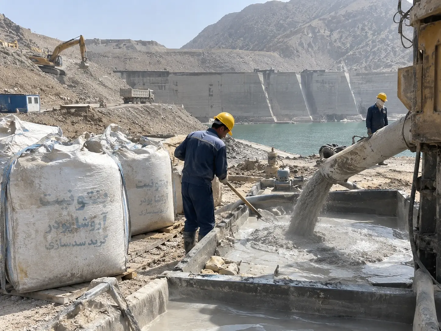 Mixing Bentonite Slurry at a Dam Construction Site
